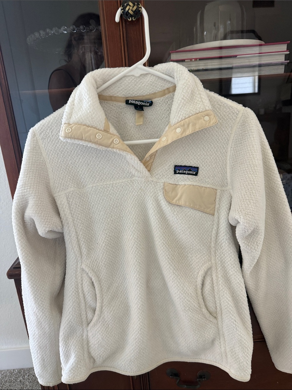 Patagonia Cream Fleece Snap Pullover with Tan Accents